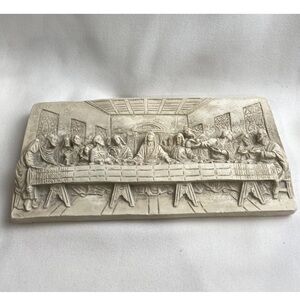 Vintage Last Supper 3D Wall Art Plaque Resin Religious Hanging Made in Italy 9x5